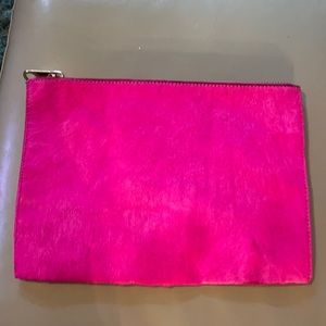 ASOS Pink Leather and Faux Pony Clutch Bag